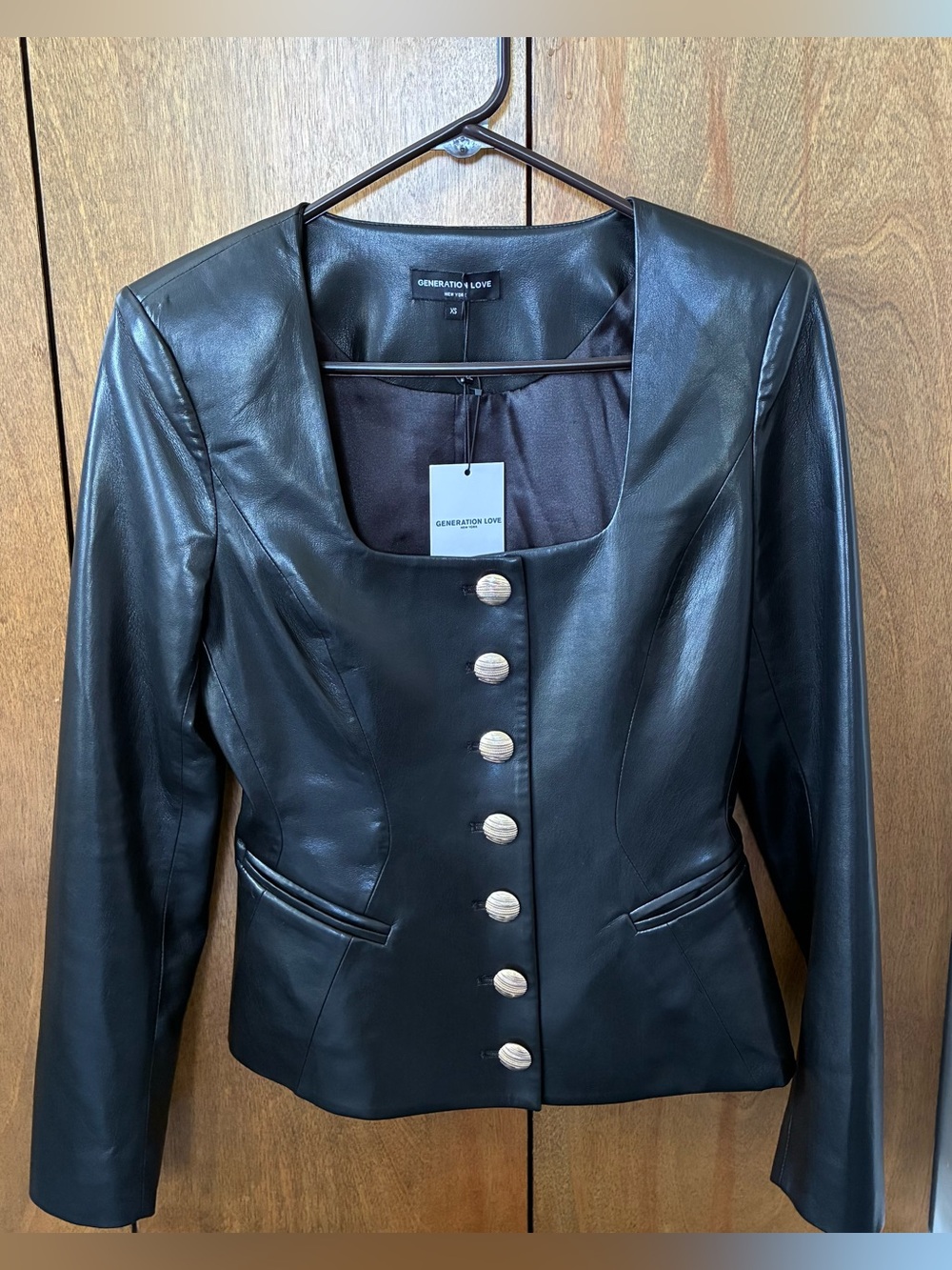 Generation Love Black Leather Blazer Top